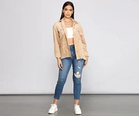 Trendy Corduroy Button-Up Shacket