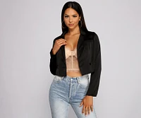 Casually Chic Satin Cropped Blazer