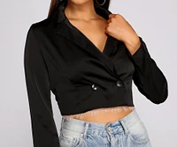 Casually Chic Satin Cropped Blazer