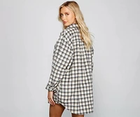 Preppy And Cute Long Plaid Shacket