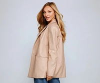 Trendy Oversized Faux Leather Blazer