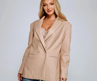Trendy Oversized Faux Leather Blazer