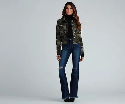 Cutie Camo Button-Down Twill Jacket