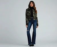 Cutie Camo Button-Down Twill Jacket