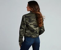 Cutie Camo Button-Down Twill Jacket