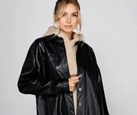 Essential Faux Leather Long Shacket