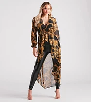 Bold Babe Status Chain Print Chiffon Duster