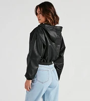 Major Edge Faux Leather Hoodie