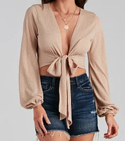 Uptown Babe Crinkle Tie-Front Top
