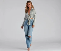So Sleek Satin Tie-Front Blouse