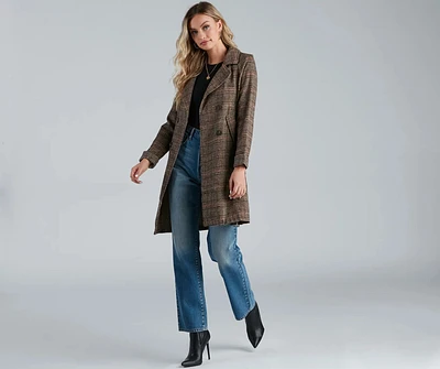 Uptown Plaid Trench Coat