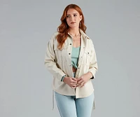 Sleek Trends Faux Leather Tie-Waist Shacket