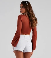 Bring The Heat Faux Suede Tie Top