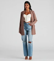 Seriously Chic Woven Long Blazer