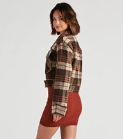 Keep It On Check Plaid Crop Jacket