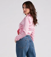 So Sleek Satin Tie-Front Blouse
