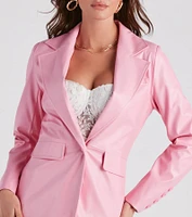 So Fabulous Faux Leather Blazer