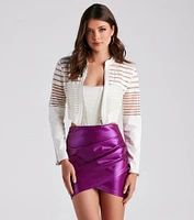 Faux Leather Illusion Striped Jacket