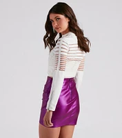 Faux Leather Illusion Striped Jacket