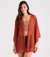 Beach Mode Chiffon Belted Kimono