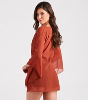 Beach Mode Chiffon Belted Kimono