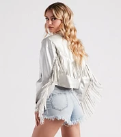 Wild Retro Faux Leather Fringe Jacket