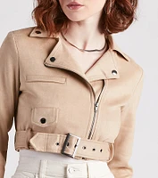 Edgy Soul Faux Suede Crop Moto Jacket