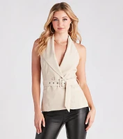 Classic And Iconic Halter Belted Vest Top