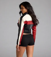 Ride Style Faux Leather Moto Crop Jacket