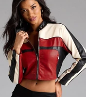 Ride Style Faux Leather Moto Crop Jacket