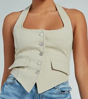 Best Style Halter Button Up Vest