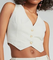 Cutest Babe Button Up Linen Vest