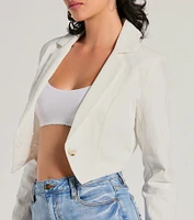 Elevated Theme Long Sleeve Crop Linen Blazer