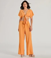 Flirty Match Short Sleeve Tie-Front Top