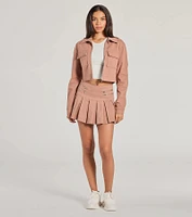Practical Charm Zip Up Denim Shacket