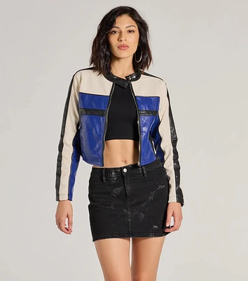 Ride Style Faux Leather Moto Crop Jacket