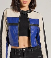 Ride Style Faux Leather Moto Crop Jacket