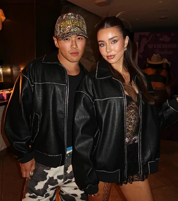 Vintage Chic Faux Leather Oversized Bomber Jacket