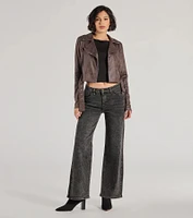 Cool Vibes Only Faux Suede Belted Moto Jacket