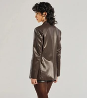 Keep It Trendy Oversized Faux Leather Blazer