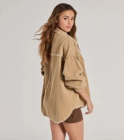 Chic Staple Long Sleeve Corduroy Shacket