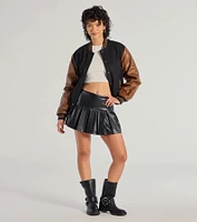 Chic Spirit Faux Wool Varsity Jacket