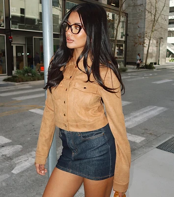 Ready To Go Faux Suede Crop Jacket