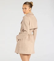 Eye For Style Belted Faux Suede Trench Coat