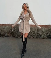 Eye For Style Belted Faux Suede Trench Coat