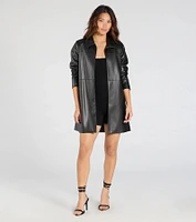 Effortlessly Sleek Faux Leather Oversized Blazer