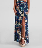 Cancun Vacay Tropical Slit Maxi Skirt