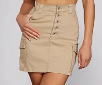 Essential Button Down Cargo Mini Skirt