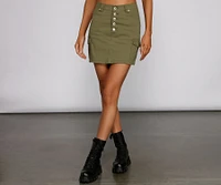 Essential Button Down Cargo Mini Skirt