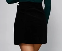 Endless Chic Button Down Corduroy Mini Skirt